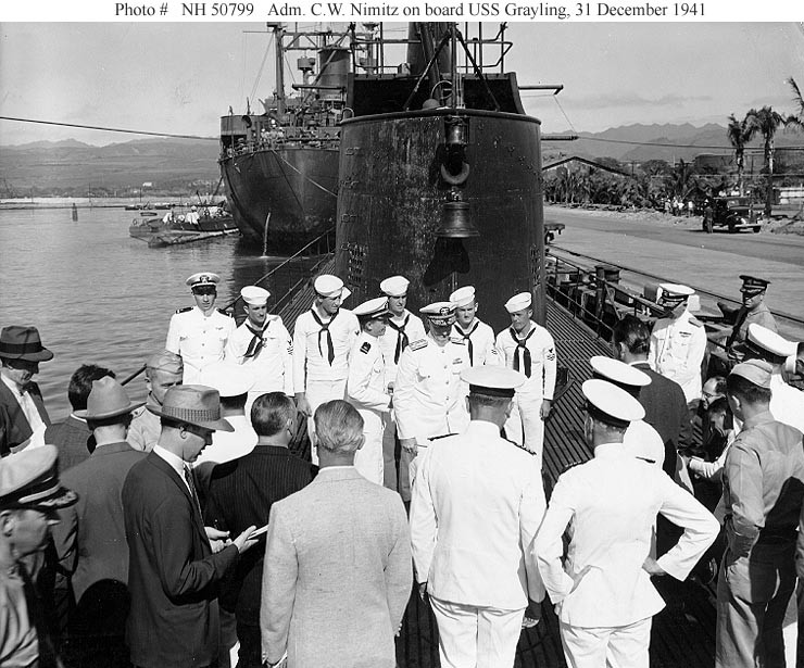 US Pacific Fleet change of command aboard USS Grayling (SS 209), 1941