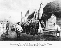 Commodore Perry and his Entourage Arrive at the "Treaty House" In Yokohama, March 8, 1954.