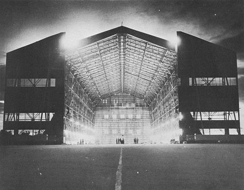LTA Steel Hangar, Built by the 80th Seabees, at Carlson Field, Trinidad. 