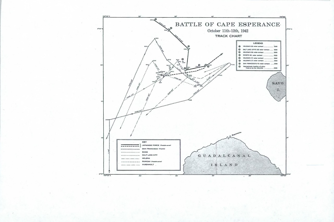Battle of Cape Esperance, october 11-12th 1942, Track Chart