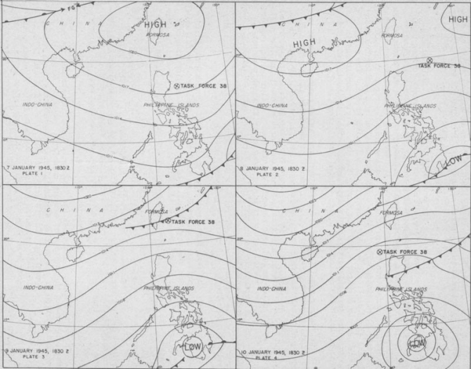 Weather Maps: Task Force 38, 7-10 January 1945.