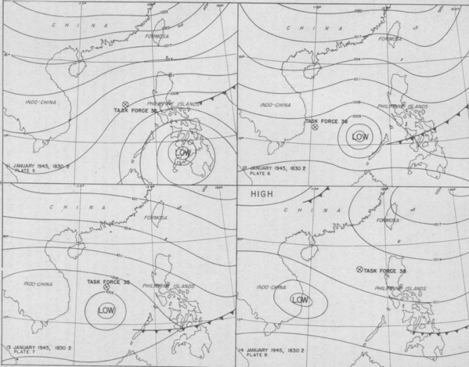 Weather Maps: Task Force 38, 11-14 January 1945.