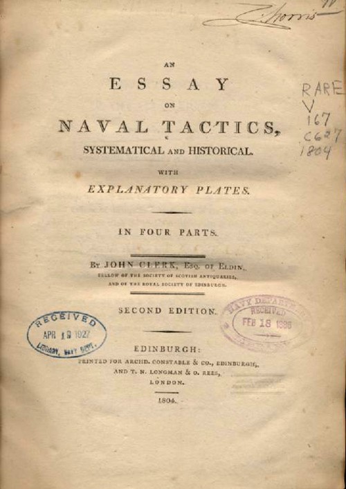 Image of title page of 'An Essay on Naval Tactics' by John Clerk 