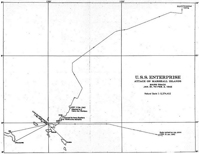 U.S.S. Enterprise - map of attack on Marshall Islands