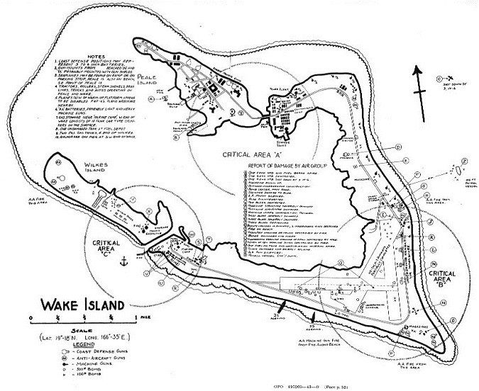 Wake Island - chart of reported damage by air group