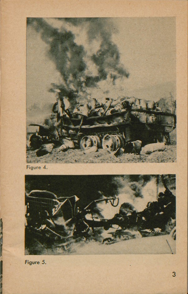 Figure 4 and figure 5: Burning vehicle on side of road.