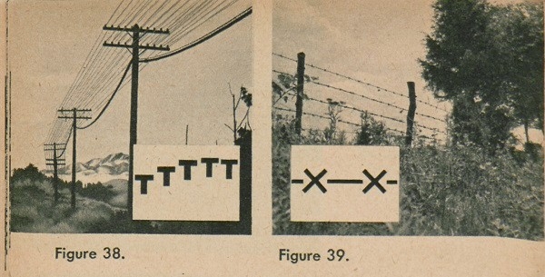 Figure 38: Telephone lines. Figure 39: Barbed-wire strand fence.