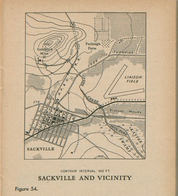 Figure 54: Map of Sackville and vicinity with contour interval 100 FT.