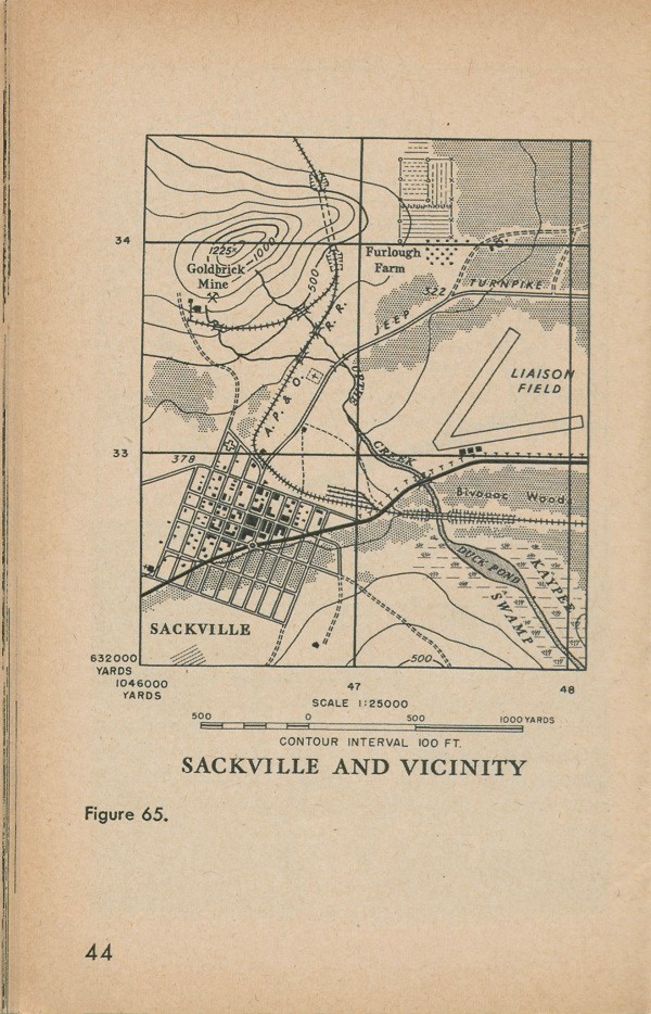 Figure 65: A map of Sackville and vicinity with contour interval 100 FT. and scale 1:25000.