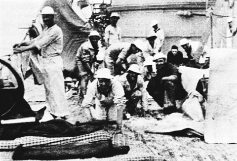 Aired bedding aboard the USS DIXIE during the Spanish-American War