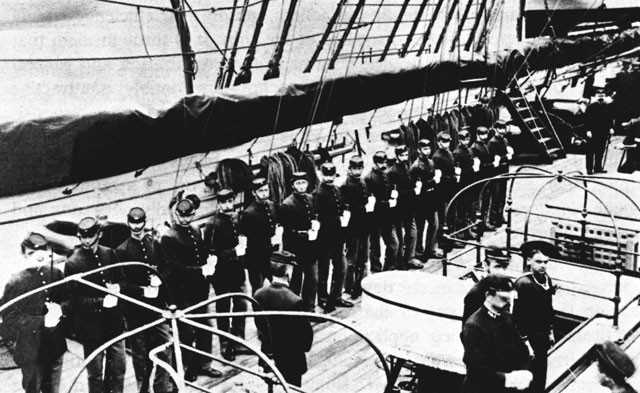 Marine Guard in the USS Galena, photographed at the Portsmouth Navy Yard, 1883.