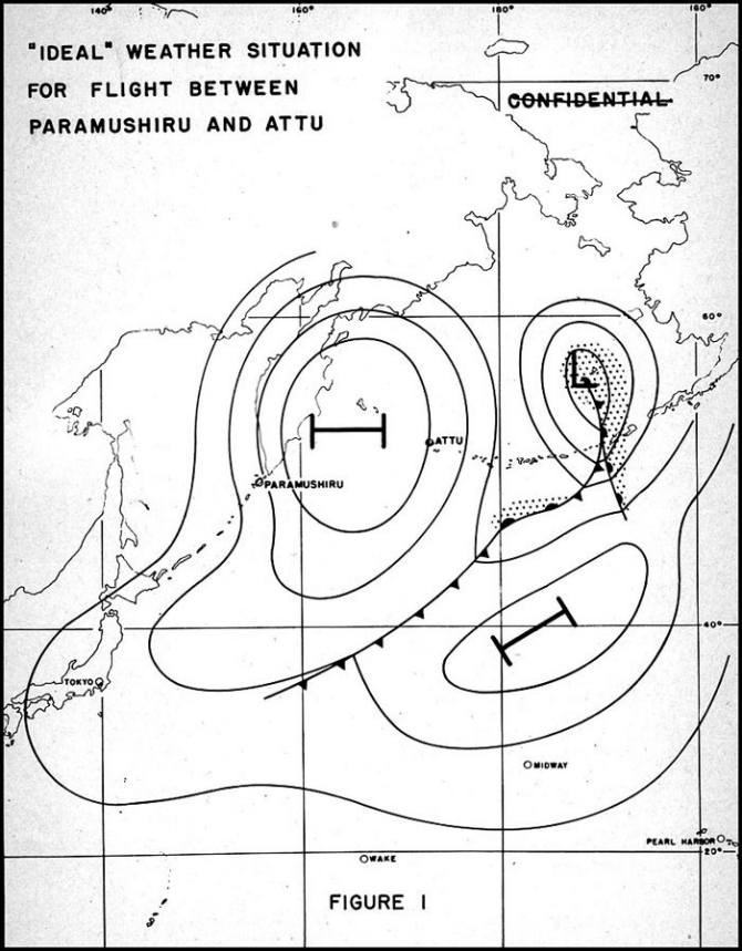 "Ideal" Weather Situation for Flight Between Paramushiru and Attu. 