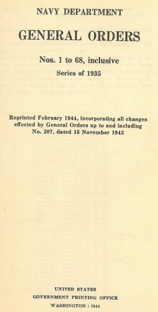 Cover image of 1935 General Orders.