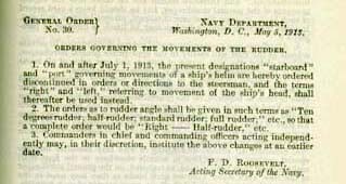 Image of General Order No. 30 (1913) Orders Governing the Movements of the Rudder