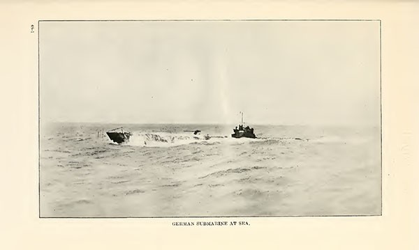 GERMAN SUBMARINE AT SEA.
