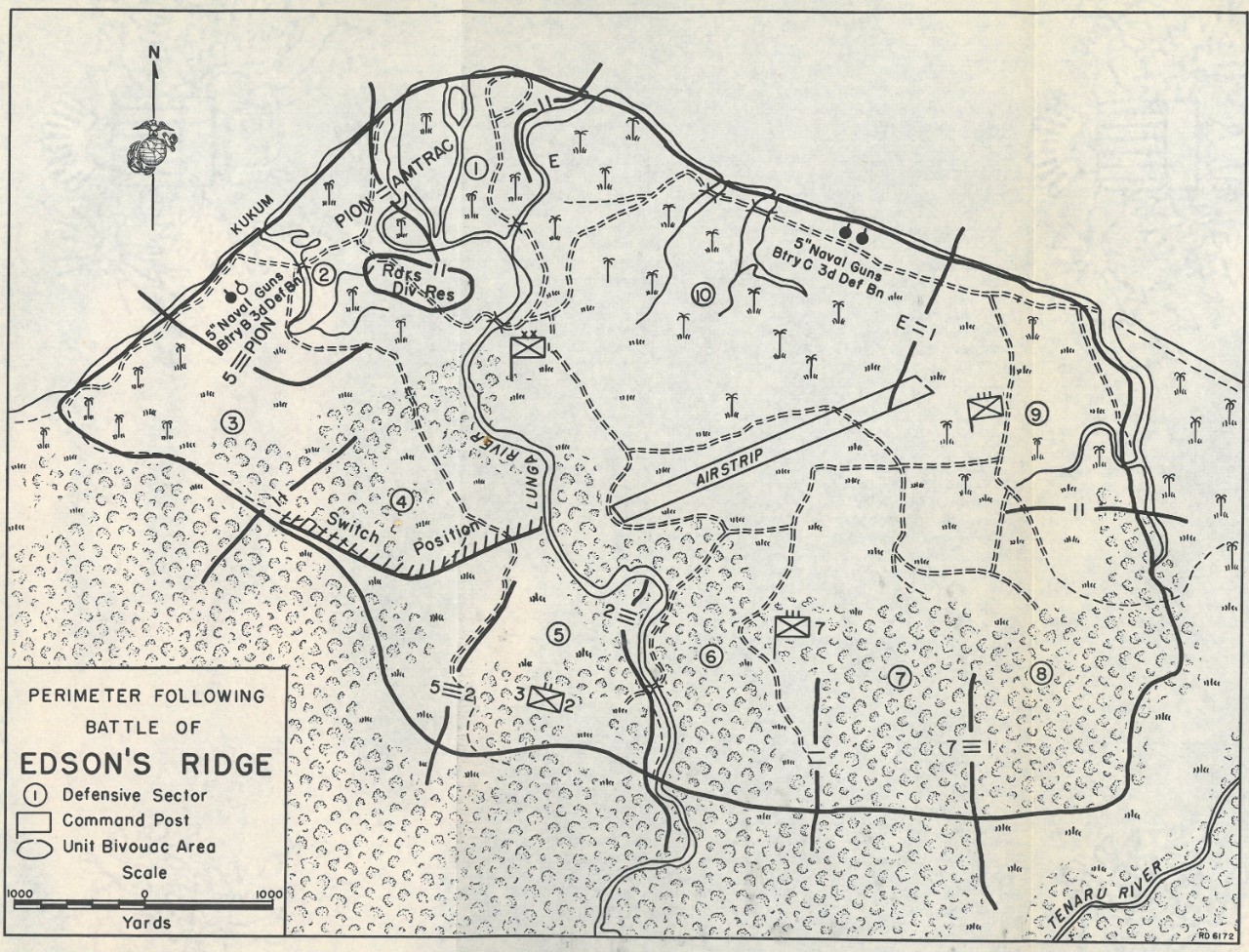 Map 10: Perimeter Following Battle of Edson's Ridge.