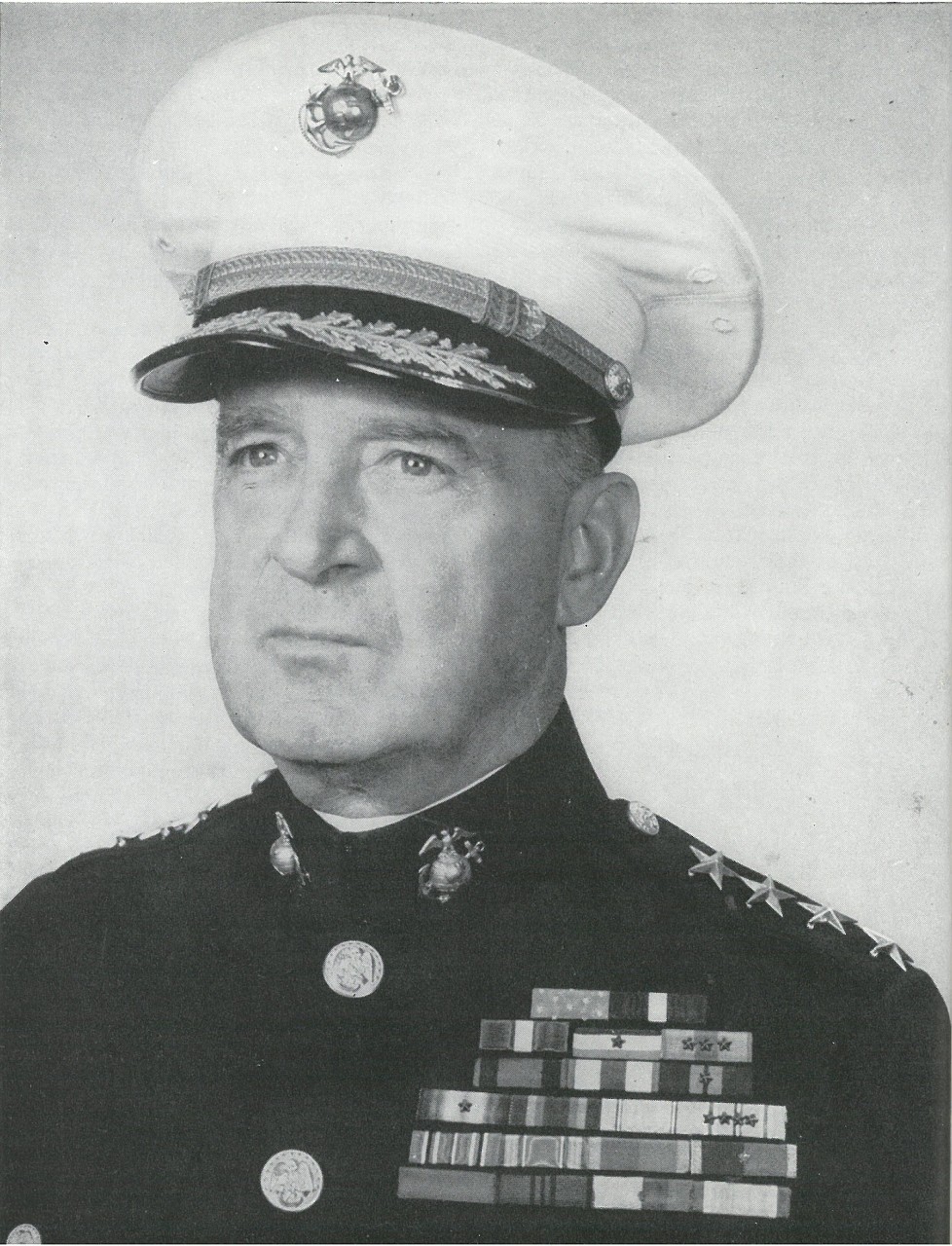 GEN A. A. VANDEGRIFT, eighteenth Commandant of the Marine Corps, who led Marines to victory on Guadalcanal as commander of the 1st Marine Division (reinforced).