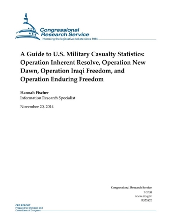 A Guide to U. S. Military Casualty Statistics: Operation Inherent Resolve, Operation New Dawn, Operation Iraqi Freedom, and Operation Enduring Freedom cover image.