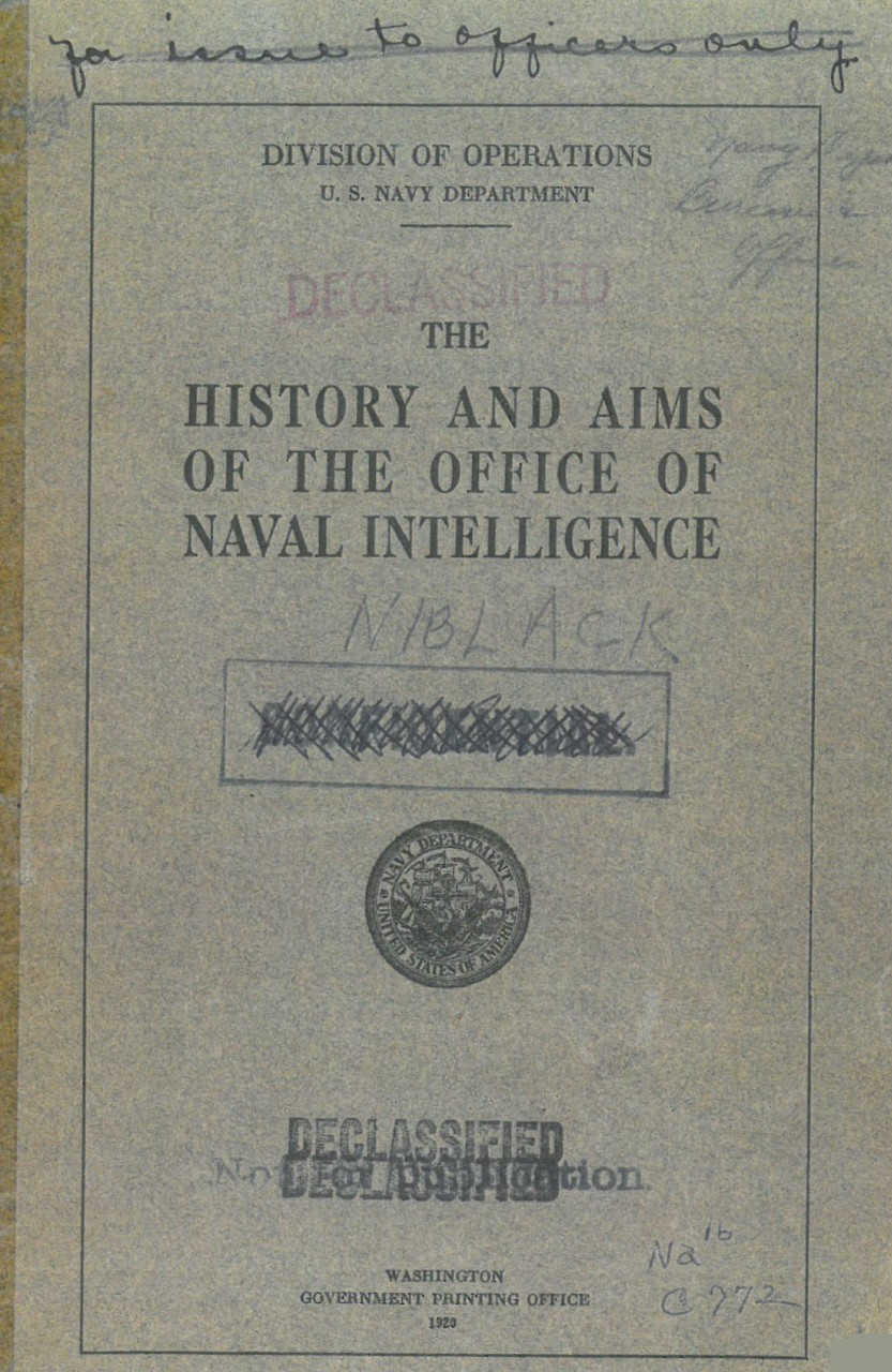 History and Aims of the Office of Naval Intelligence