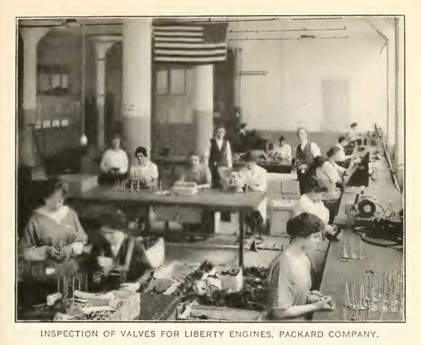 INSPECTION OF VALVES FOR LIBERTY ENGINES, PACKARD COMPANY.