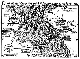 Map 24. Communist Offensive and U.N. Advance, 21 April–30 June 1951.