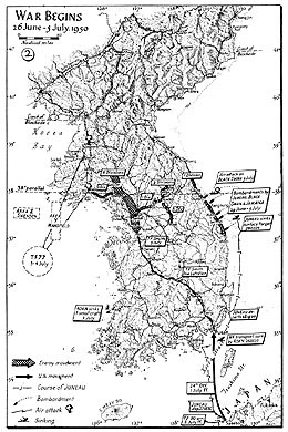 Map 2. War Begins: 26 June–5 July 1950.