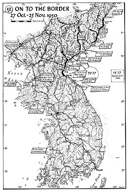 Map 17. On to the Border, 27 October–25 November 1950.