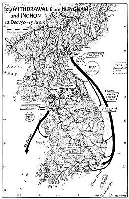 Map 21. Withdrawal from Hungnam and Inchon, 12 December 1950–15 January 1951.