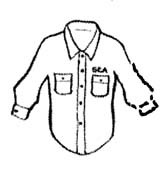 Image of the front of a blue chambray shirt