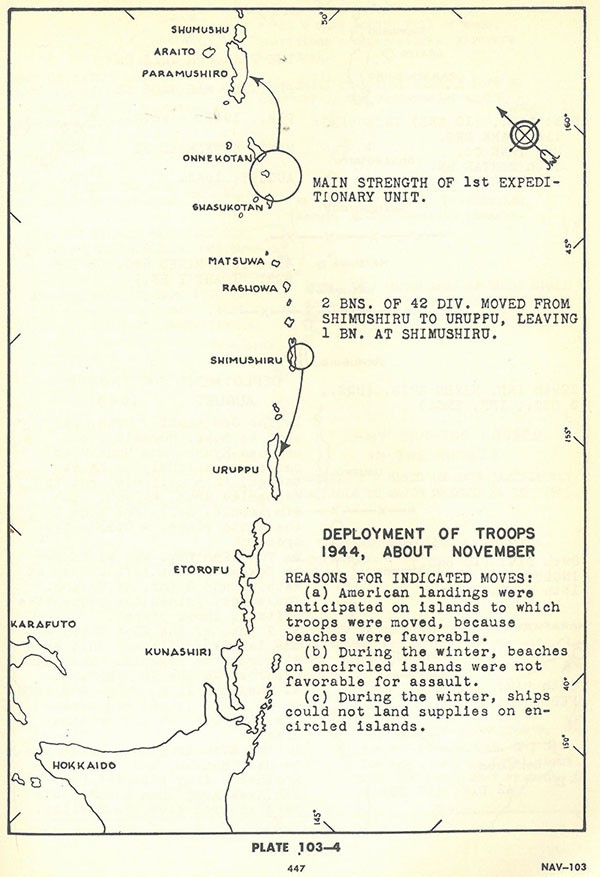 Plate 103-4: Chart showing deployment of troops 1944, about November.