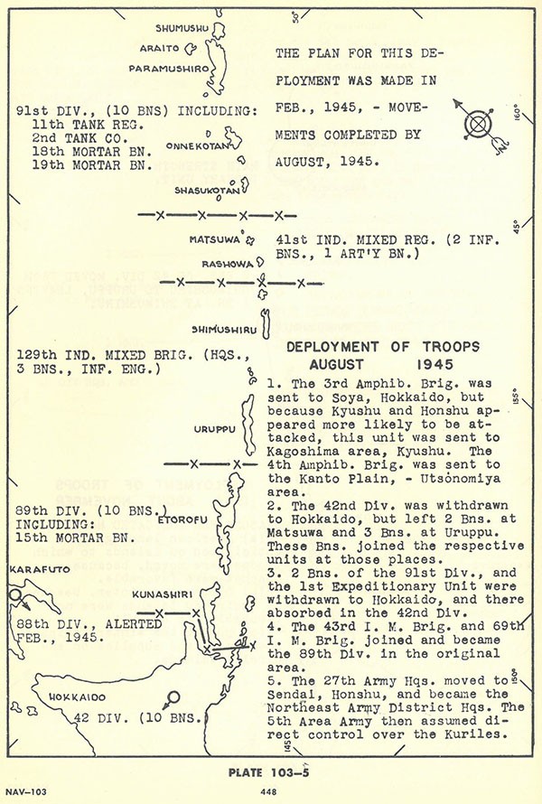 Plate 103-5: Chart showing deployment of troops August 1945.