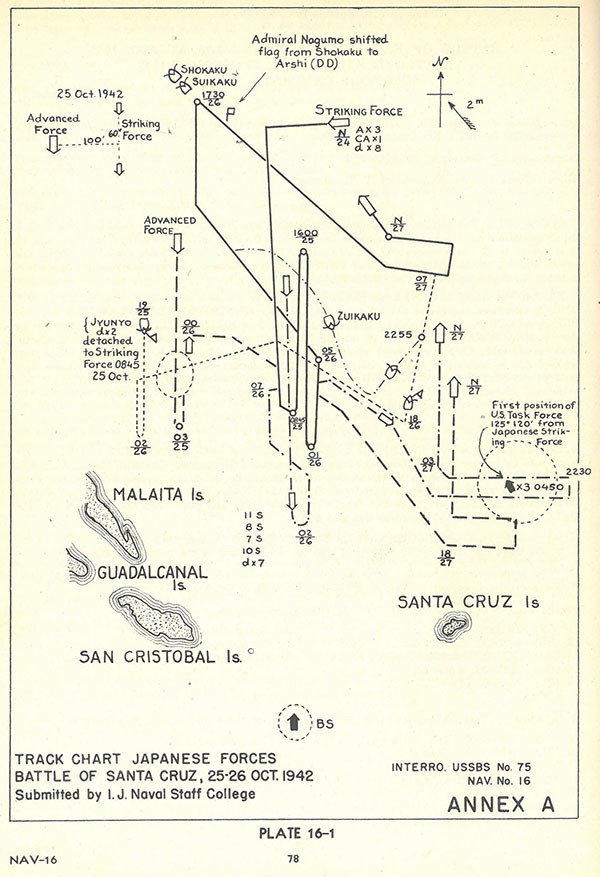 Plate 16-1: Track Chart Japanese Forces, Battle of Santa Cruz, 25-26 Oct 1942.