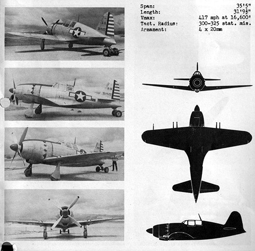 Four images and three silhouettes of JACK 21 Navy Interceptor Fighter with dimensions.