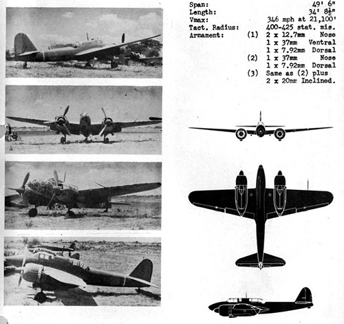 Four images and three silhouettes of NICK I Army Heavy Fighter with dimensions.