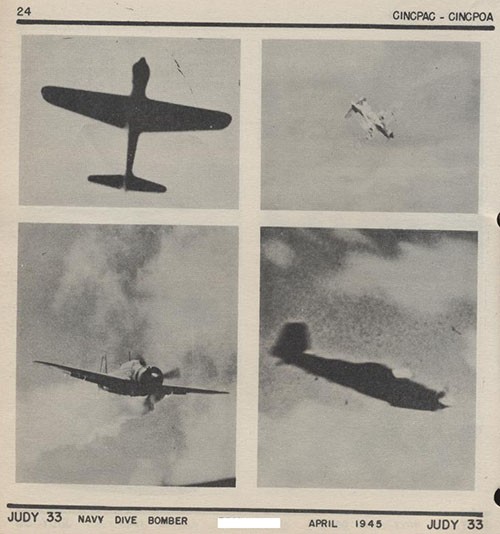 Four images of JUDY 33 Navy Dive Bomber.