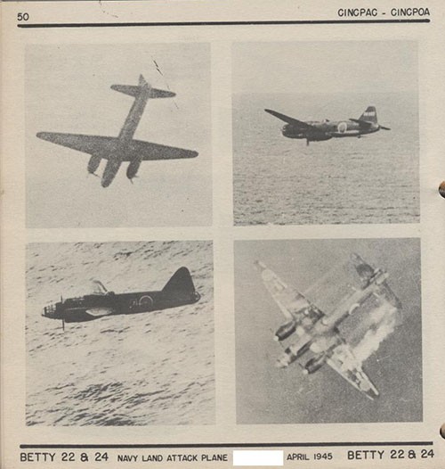 Four images of BETTY 22 & 24 Navy Land Attack Plane.