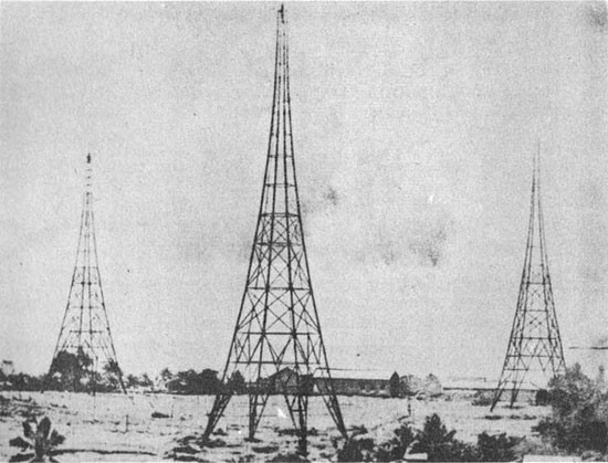 Three lattice-type towers.