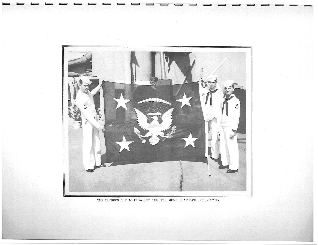 President's flag flown by the USS Memphis at Bathurst, Gambia