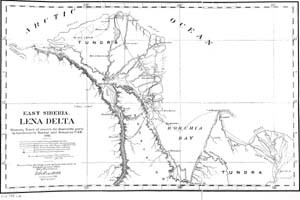 East Siberia, Lena Delta: Showing Track of Search for Jeannette Party by Lieutenants Harber and Schuetze U.S.N., 1882