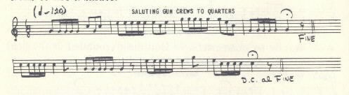 Image of musical score for Saluting gun crews to quarters.