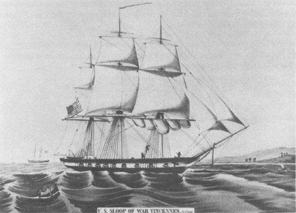 U.S. Sloop of War Vincennes, circa 1845.