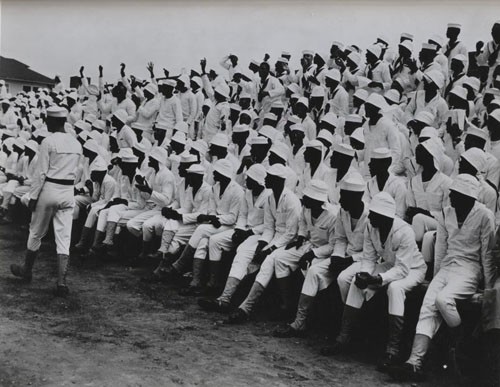"A baseball crowd, US Naval Training Station Great Lakes, Illinois."