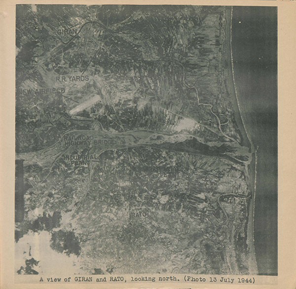 Aerial Map: A view of Giran and Rato, looking north. (Photo 13 July 1944).