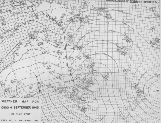 Weather map for 0900, 4 September 1943.