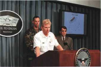 Incident Commander James Schwartz at a press conference on 14 September 2001.