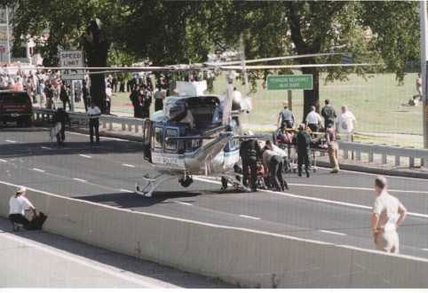 Evacuating injured by helicopter.