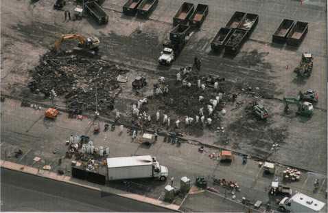 Debris sifting operations in North Parking.