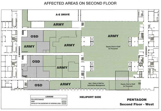 Affected areas on second floor.