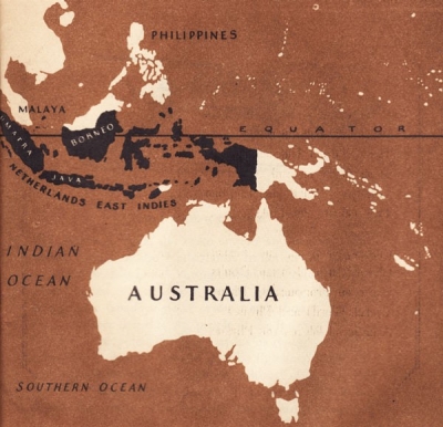 Map of Indian Ocean, Australia, and Netherlands East Indies.