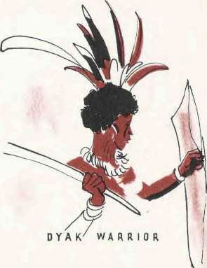 Illustration of a Dyak warrior.